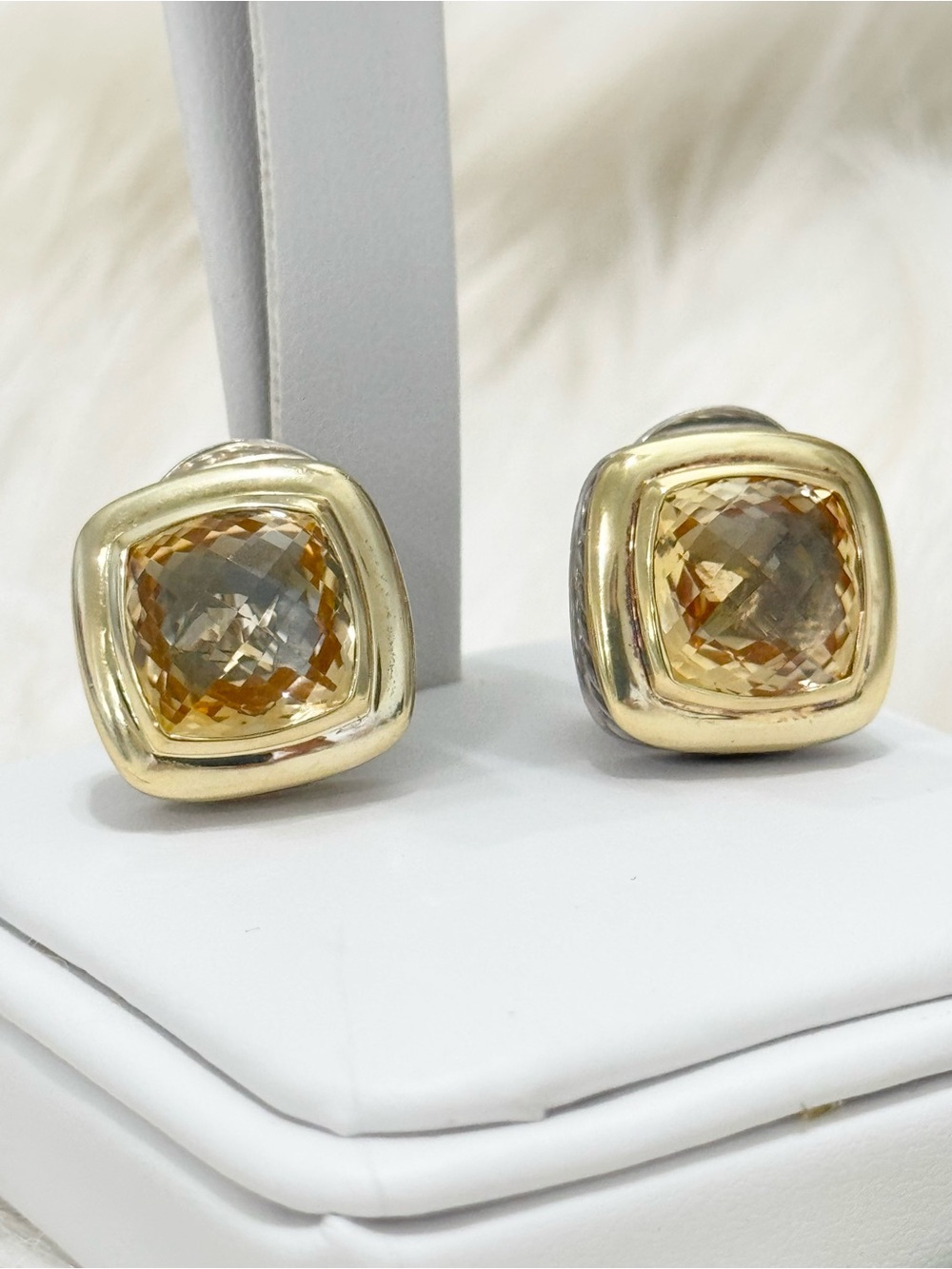 David Yurman Yellow Citrine Albion .925 18K Gold Earrings